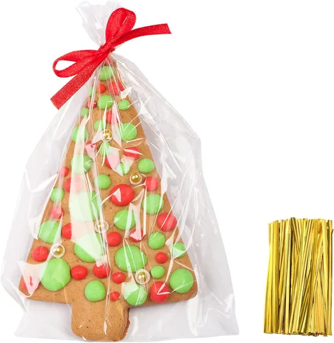 Miniatura 9 de Yotelab Bolsas de celofán, bolsas de celofán transparente de 4 x 9 pulgadas con lazos giratorios, 100