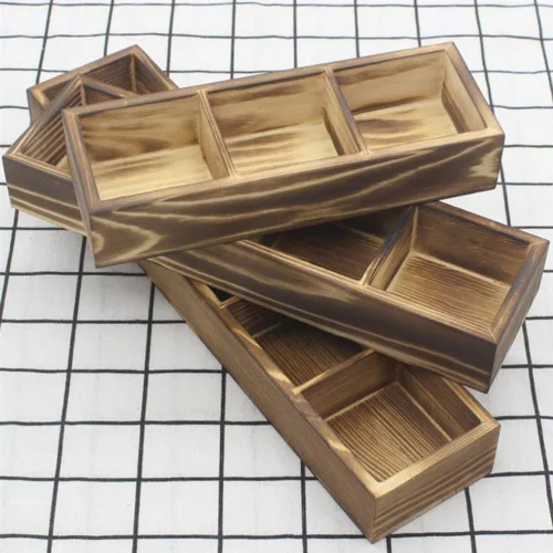 Miniatura 6 de Leadigol Caja de bolsa de té de madera, organizador de cajones de 3 partes con divisores, organizador de almacenamiento de té y alimentos