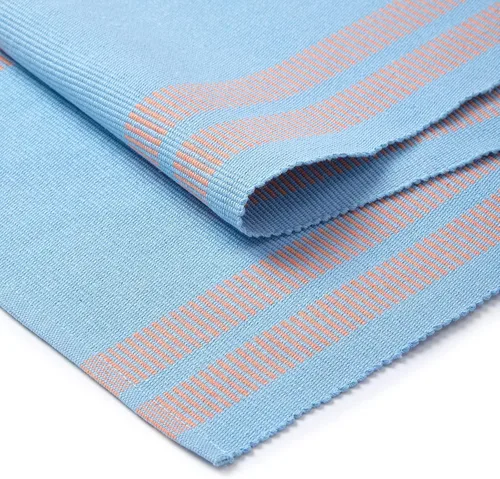 Miniatura 5 de Encasa XO Camino de mesa de comedor de 13 x 72 pulgadas Algodón acanalado fino teñido con hilo Azul escalera Lavable a máquina Escalera Azul