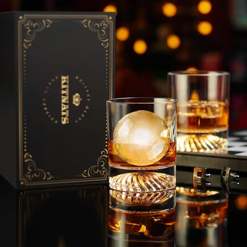 Miniatura 6 de KITNATS Vasos de Whisky Old Fashioned de Cristal Soplado a Mano, Vasos Rocks, Vasos para Beber Cóctel, Bourbon, Scotch, Ron, Vodka, Licor 12 OZ