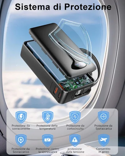 Miniatura 6 de Banco de energía de 10000mAh, Cargador portátil USB C 2025, Banco de energía de carga rápida de 22.5W con cable incorporado, Cargador de teléfono