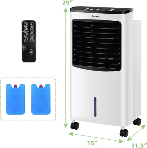 Miniatura 9 de COSTWAY Enfriador de aire evaporativo portátil para habitación, enfriador de aire para refrigeración y sueño con control remoto, temporizador de 7.5