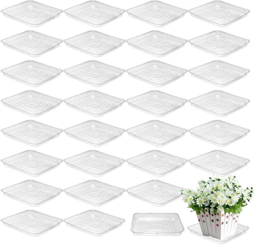 Miniatura 9 de Paquete de 30 platillos de plantas para interiores, bandejas de plantas de 4 pulgadas para macetas, bandejas de plástico para plantas, bandejas