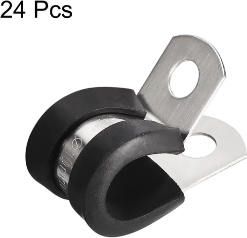 Miniatura 3 de uxcell Abrazadera de cable de 3/8 pulgadas (0.394 in) Abrazadera de cable de acero inoxidable 304 Abrazadera aislada acolchada en forma de R