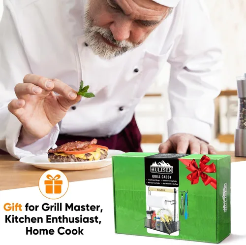 Miniatura 8 de HULISEN Organizador de parrilla para parrilla al aire libre, organizador de barbacoa con soporte para toallas de papel para platos, cubiertos