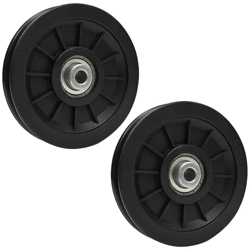 Miniatura 2 de Rueda de polea de rodamiento universal de 3.543 in (3.54 pulgadas) para máquina de cable, pieza de equipo de gimnasio, puerta de garaje (2 piezas)