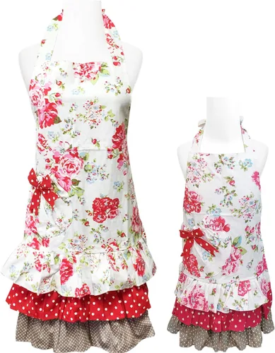 Miniatura 7 de Wrapables Delantal con volantes y rosas para madre e hija para hornear, cocinar y hacer manualidades, niño