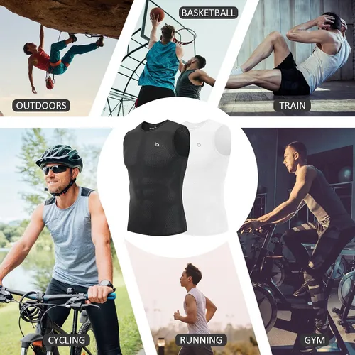 Miniatura 6 de BALEAF Camiseta sin mangas para hombre, de secado rápido, para ciclismo, para correr, transpirable, para correr, camiseta sin mangas
