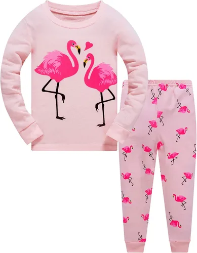 Miniatura 13 de Popshion Pijamas de sirena para niñas pequeñas, juego de 2 piezas, ropa de dormir 100% algodón, ropa para niños, pijamas estilo mariquita