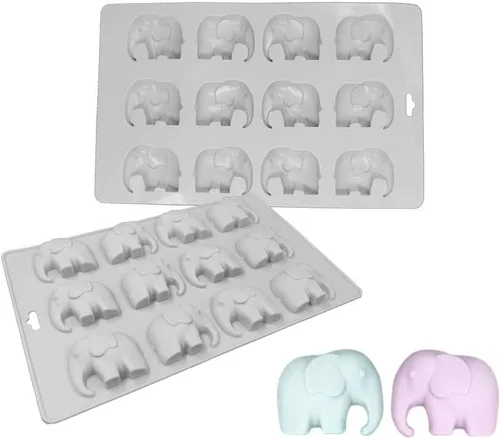 Miniatura 5 de Molde de silicona para caramelos de chocolate y elefante, 12 cavidades, molde de bomba de grasa gomosa, resina de arcilla, mini molde de crayón