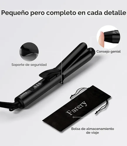 Miniatura 6 de FARERY Rizador de viaje, mini rizador de pelo de 1 pulgada, tamaño de viaje con 3 temperaturas ajustables, doble voltaje de 100-240 V, apagado