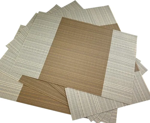 Miniatura 13 de Juego de 6 manteles individuales de vinilo beige resistentes al calor, antideslizantes, lavables, color beige