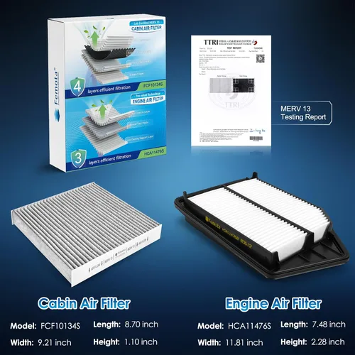 Miniatura 2 de Kit de filtro de aire de cabina y motor, CF10134 y CA11476, certificado por laboratorio MERV 13, preaceitado, 2 piezas, específico para Honda Accord