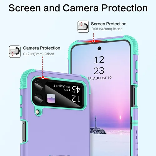 Miniatura 3 de BENTOBEN Funda para Samsung Galaxy Z Flip 4, Z Flip 4 5G, resistente 2 en 1, cuerpo completo, resistente, a prueba de golpes, con anillo