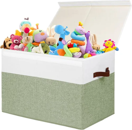 Miniatura 8 de Gowee Caja de almacenamiento de juguetes extragrande con tapa, cesta organizadora de juguetes resistente con divisores para niños, niñas, guardería