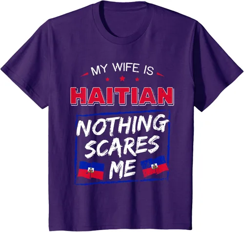Miniatura 62 de My Wife Is Haitian Republic of Haiti Heritage Roots - Camiseta con bandera, Negro, S