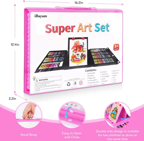 Miniatura 6 de iBayam Paquete de 251 suministros de arte, kits de arte de dibujo para niños, adolescentes y adultos, estuche de arte de viaje con caballete triple
