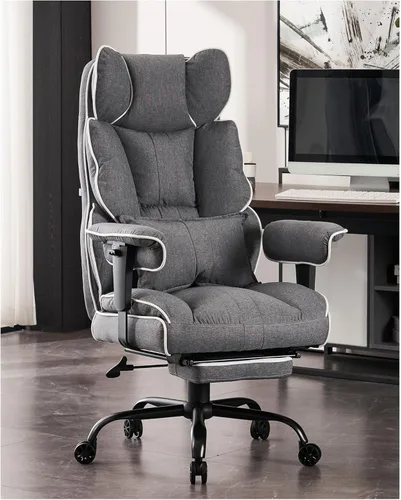 Miniatura 15 de Efomao Silla de oficina ejecutiva, silla de computadora acolchada suave con reposapiés, sillas de escritorio de tela para oficina en casa, sillas