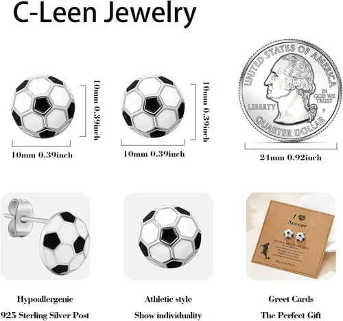 Miniatura 5 de C-leen Aretes de béisbol, fútbol, voleibol, baloncesto, regalos para mujeres y niñas, hipoalergénicos chapados en plata, aretes de béisbol, fútbol