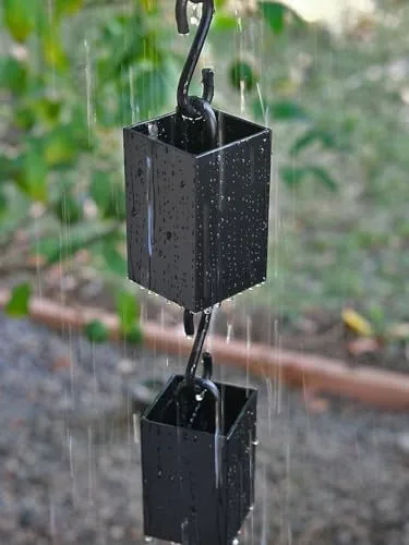 Miniatura 2 de Nutshell Stores Cadena de lluvia cuadrada de aluminio Kenchiku - Negro - 8 pies bronce