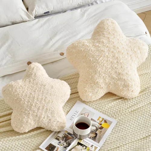 Miniatura 3 de Almohada de estrellas, almohada de felpa en forma de estrella de 14.9 pulgadas para sofá y cama, bonitas almohadas decorativas con piel sintética
