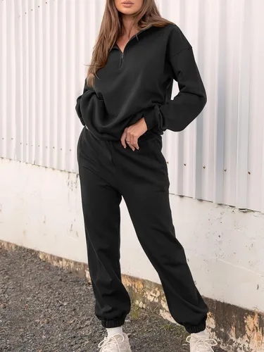 Miniatura 7 de Prinbara Conjunto de sudadera de manga larga con media cremallera para mujer, conjunto de 2 piezas con bolsillos