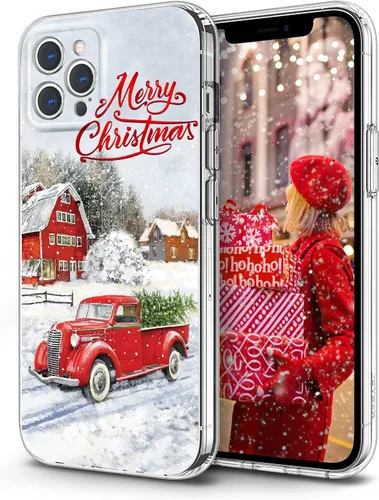 Newseego Funda de Navidad para iPhone 12 Pro Max, serie a prueba de golpes, antiamarilla, policarbonato duro + TPU para mujeres y niñas, lindo coche
