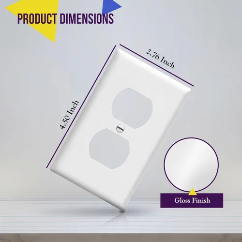 Miniatura 2 de ENERLITES - Kit de placas de pared doble, cubiertas de tomacorriente, tamaño estándar, 1 cuadrilla, 4.50 pulgadas x 2.76 pulgadas, policarbonato