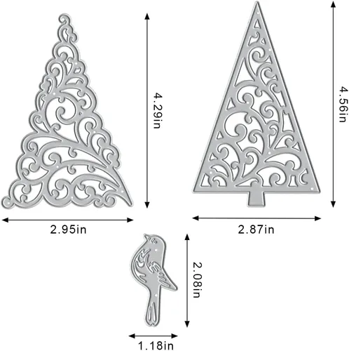 Miniatura 2 de Troqueles de metal para árbol de Navidad, para hacer tarjetas, árbol de Navidad, pájaros, fondo, troqueles para decoración de bricolaje, papel