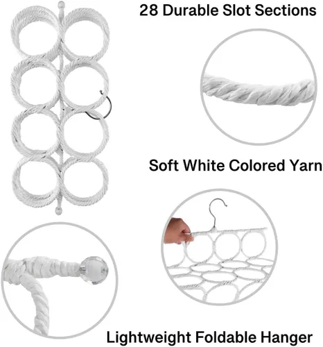 Miniatura 6 de Super Z Outlet Organizador plegable de 28 agujeros para anillos que ahorran espacio para ropa para colgar ropa, corbatas, cinturones, calcetines