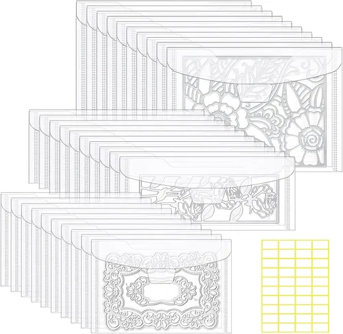 Miniatura 7 de KELIFANG 30 bolsas de almacenamiento transparentes para sellos y troqueles, 7 x 5 pulgadas, bolsillos troquelados para hacer tarjetas de bricolaje