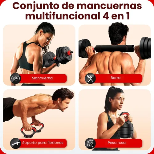 Miniatura 2 de Adjustable Dumbbell Set, 20/33/45/70/90lbs Free Weight Set with Connector, 4 in1 Dumbbells Set Used as Barbell, Kettlebells, Push up Stand