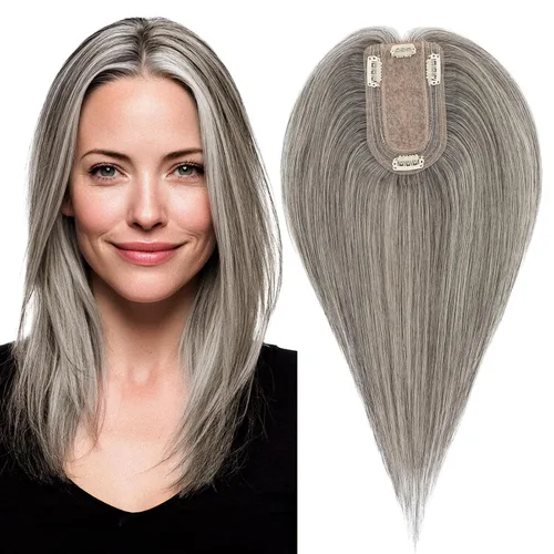 Miniatura 14 de MY-LADY Extensiones de cabello humano para mujeres con base de seda y clip de encaje, 150% de densidad, cabello humano real, 7 * 13 cm, lacio, 6