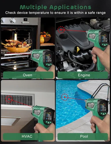 Miniatura 7 de Pistola termómetro infrarroja, pistola de termómetro láser SQECH -58℉~1472℉(-58.0 °F~1,472.0 °F), pistola de temperatura con temperatura ambiente