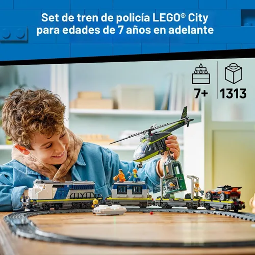 Miniatura 2 de LEGO City Police Train Heist - Juego de tren con juguete de coche de policía para niños y niñas, a partir de 7 años, juego de simulación para niños