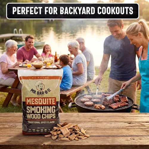 Miniatura 7 de Mr. Bar-B-Q Astillas para ahumar de madera Mesquite, astillas de ahumar de madera de mezquite 100 % natural para ahumadores, funcionan en cualquier