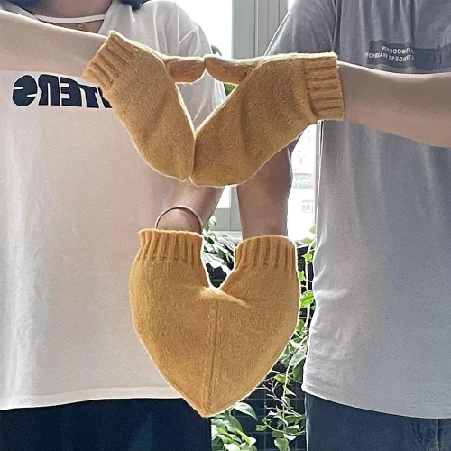 Miniatura 2 de Guantes de invierno de punto para parejas, guantes cálidos de punto con diseño de mano para parejas, guantes de dedo completo para parejas, guantes