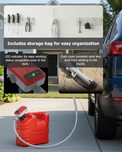 Miniatura 6 de PETASOON - Bomba de transferencia de combustible portátil, alimentada por pilas, para bidones y tanques de gasolina/diésel/queroseno/líquidos