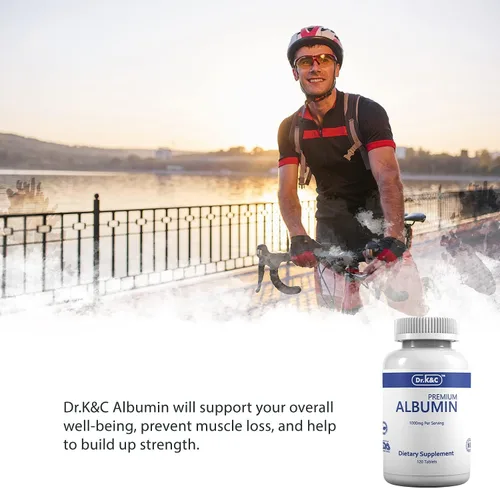 Miniatura 3 de Dr.K&C Suplemento de proteína de albúmina premium de 1000 mg, 1 botella (120 tabletas), apoyo diario de energía y bienestar