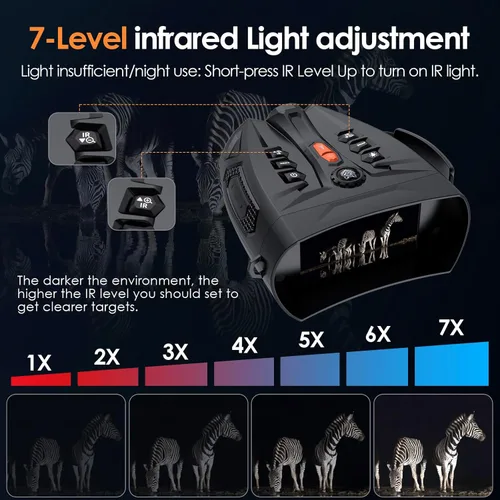 Miniatura 3 de Binoculares de visión nocturna, gafas de visión nocturna 4K para adultos con 7 niveles de IR, batería recargable de 5000 mAh, tarjeta TF de 32 GB