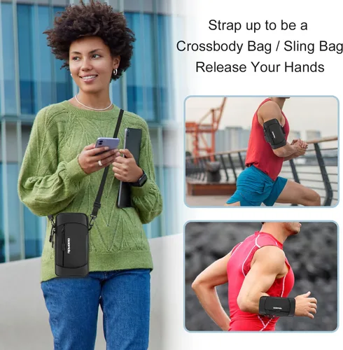 Miniatura 6 de Soporte para teléfono y bolsa cruzada para teléfono para correr, correa para el brazo para teléfono para correr y caminar, bolsa impermeable