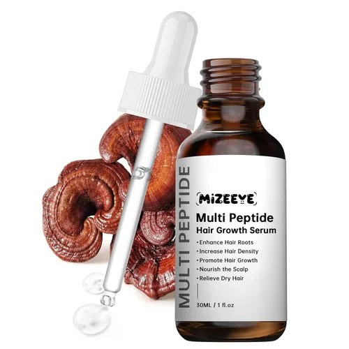 Suero para el crecimiento del cabello para adelgazamiento y encrespamiento, 1.0 fl oz de suero multipéptido vegano y natural para el crecimiento del
