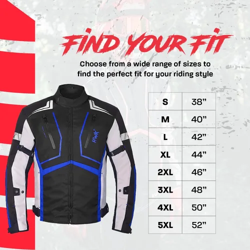 Miniatura 5 de HWK Chaqueta de motocicleta para hombres y mujeres Scorpion con tela Cordura para enduro, motocross, motocicleta, Azul, Pequeña