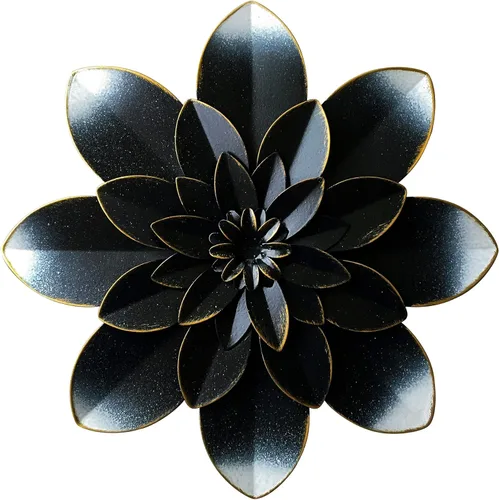 Miniatura 8 de Decoración artística de pared de flores de metal azul, escultura floral rústica moderna de 9.5 pulgadas, decoración desgastada para colgar