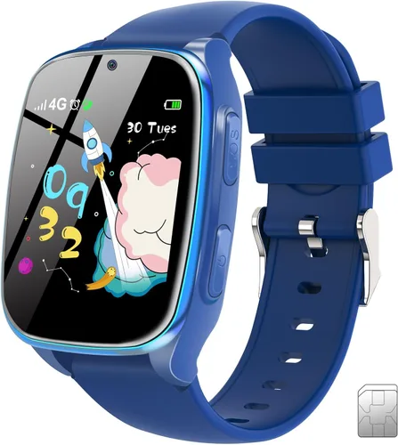 Reloj inteligente 4G para niños y niñas de 4 a 12 años con llamadas, SOS, controles parentales, juegos, cámara, alarma, video, música, regalo para