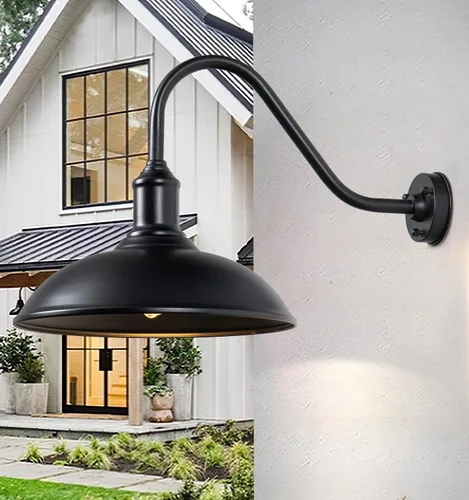 Miniatura 8 de Luz de granero grande de 15 pulgadas, con cuello de cisne al aire libre, impermeable, para montaje en pared, ideal para granja, almacén, escaparate