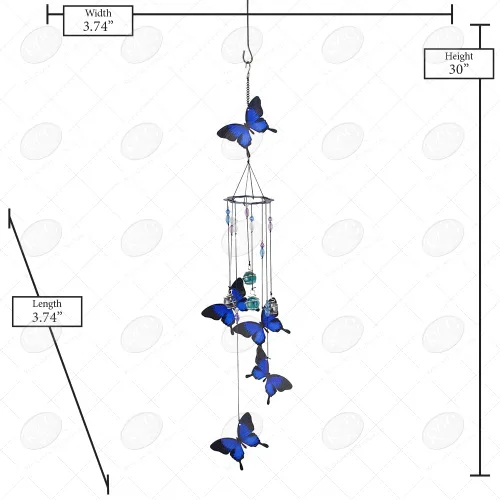 Miniatura 4 de Red Carpet Studios Windchimes - Campanilla de viento móvil en espiral de mariposa, 30 pulgadas de largo, color azul