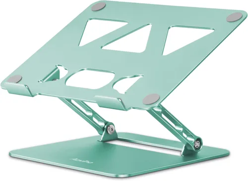 Miniatura 16 de Aoviho Soporte ajustable para laptop para escritorio, soporte portátil y elevador, soporte plegable de aluminio para computadora portátil para Negro
