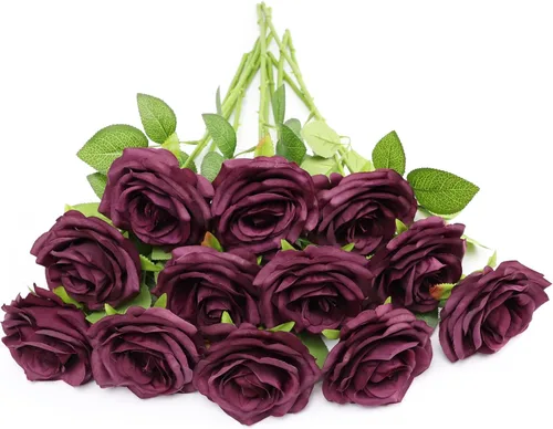 Miniatura 36 de Rosas artificiales, rosas artificiales, rosa falsa de seda, flores falsas de aspecto real con tallos para ramos de boda, mesas, centros de mesa