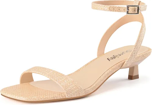 Miniatura 19 de Sandalias de tacón de gatito para mujer, con correa al tobillo, sandalias de tacón cuadrado con punta abierta, zapatos de fiesta de boda